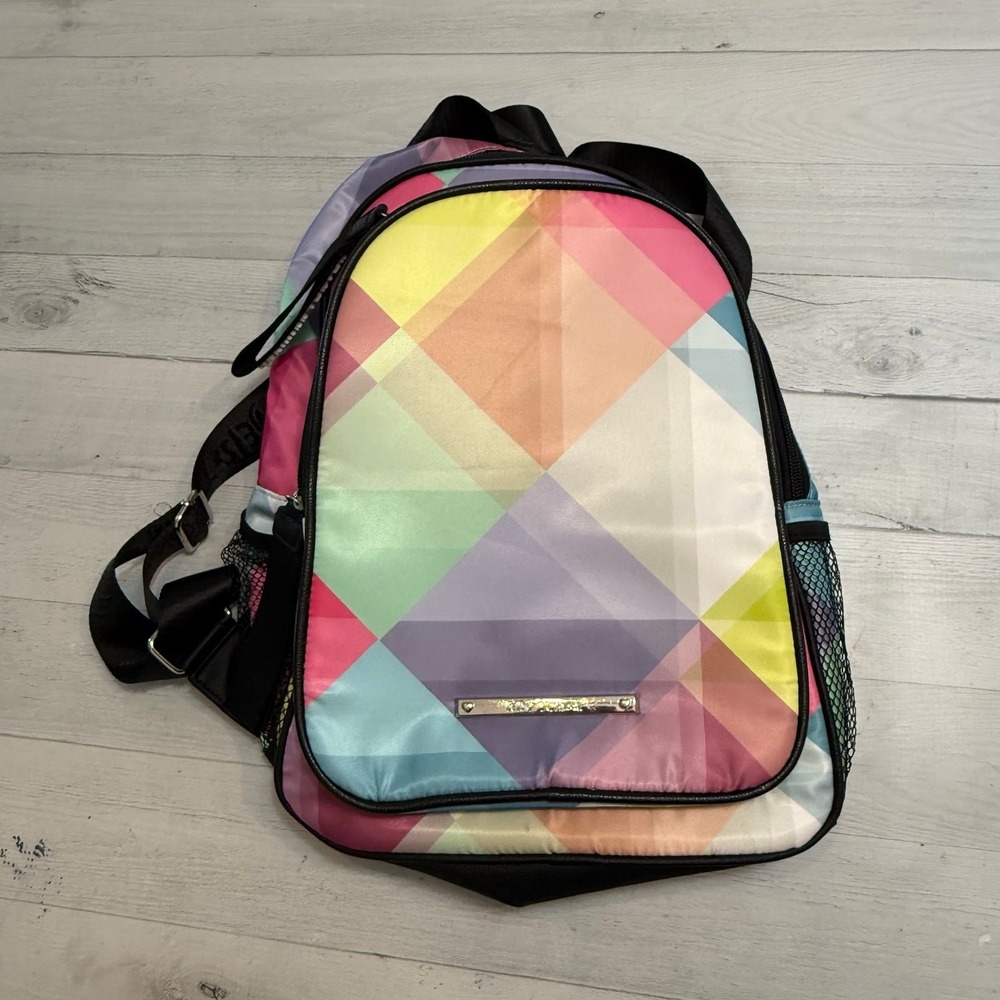 Betsey Johnson‎ multicolor printed nylon backpack rainbow